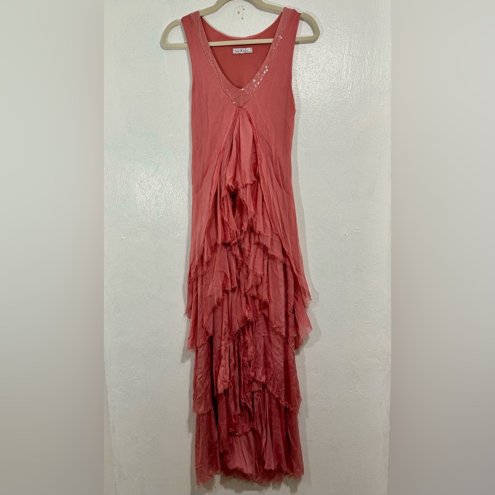 Gigi Moda-Cha-Cha sleeveless orange Gatsby dress with sequins.Made in Italy.M - Picture 10 of 12